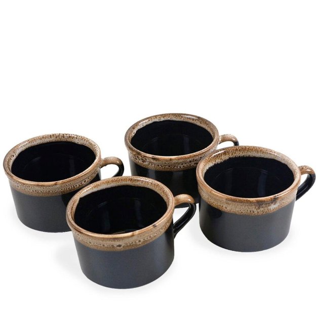 Xícara de Porcelana 150ml 4 Peças Borda Decorada