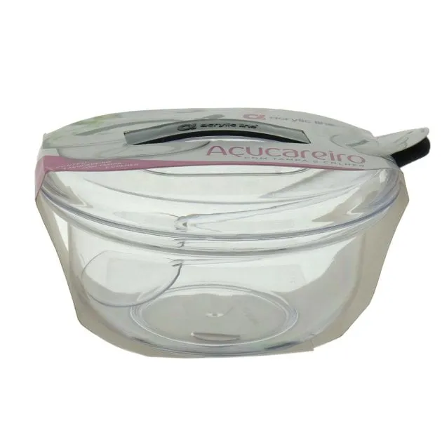 Açucareiro de Acrílico 13cm com Colher Preto