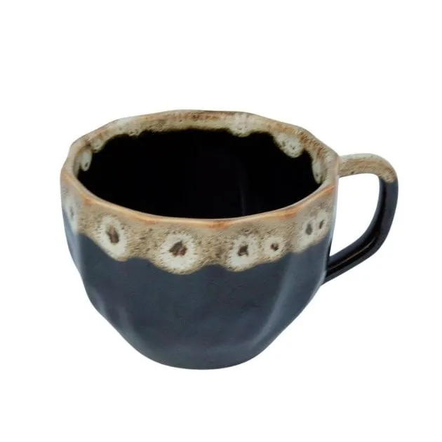 Xícara de Porcelana 200ml Prisma Borda Decorada