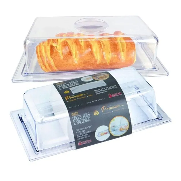 Porta Pão Acrílico 28cm Cúpula Premium Cristal