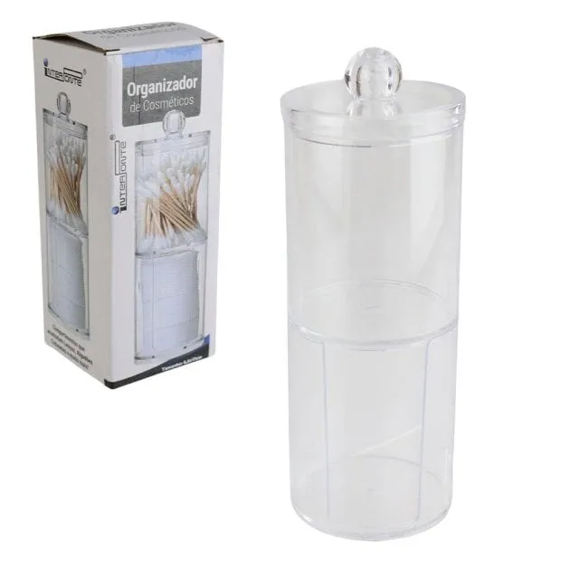 Porta Algodão e Cotonete 2 Divisórias Plástico