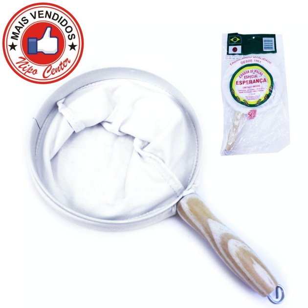 Coador de Café Pano 21cm Alça de Madeira