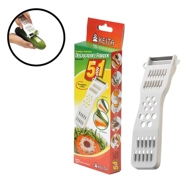 Descascador de Legumes Plástico 5 EM 1 17cm Branco