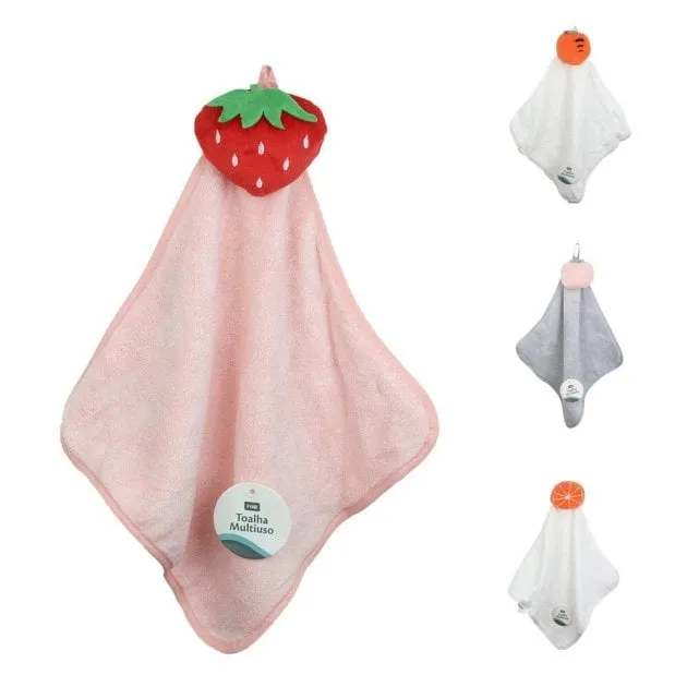 Toalha de Poliéster Infantil 30x30cm Naninha Fruta