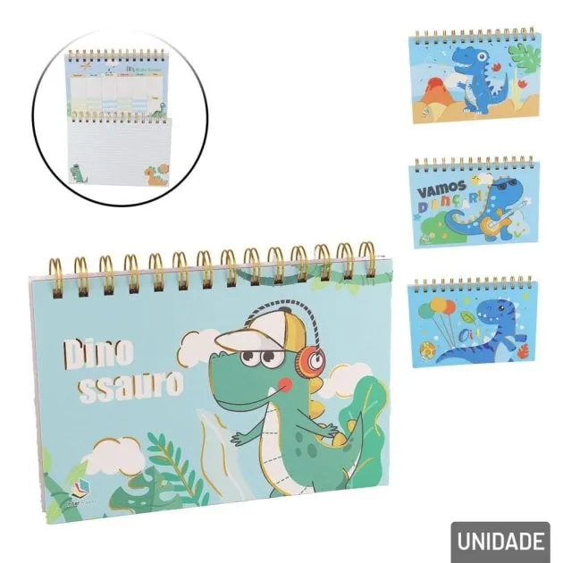 Planner Semanal 50 FL Espiral Dinossauros Sortidos