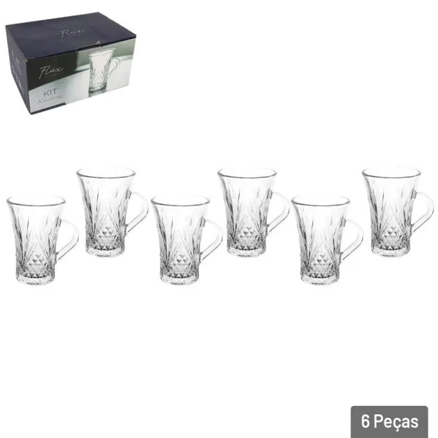 Xícara de Vidro 150ml 6 Peças Transparente