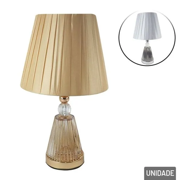 Abajur Bivolt Cúpula Base de Vidro 42cm Color