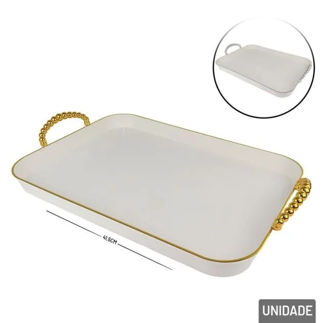 Bandeja de Plástico 26x41,5cm Retangular com Alças