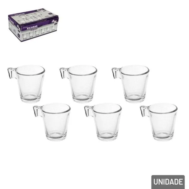 Xícara de Vidro de 80ml 6 Peças Modelo Napoli
