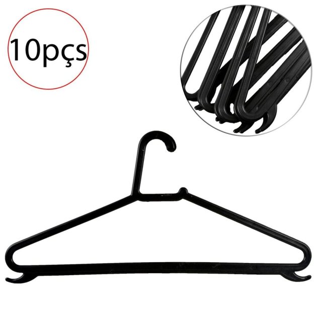 Cabide de Plástico 10 Peças Adulto Preto