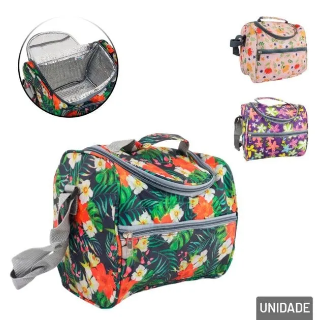 Bolsa Térmica 22x22cm com Alça Flores Sortidas