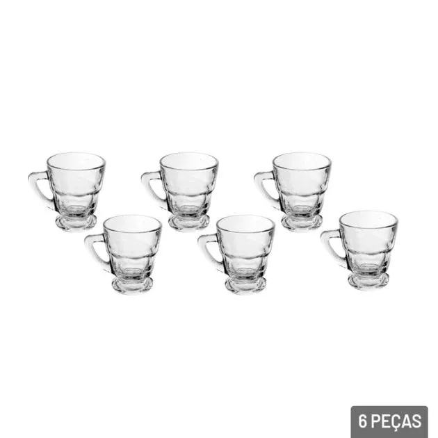 Xícara de Vidro 270ml 6 Peças Boston Texturada