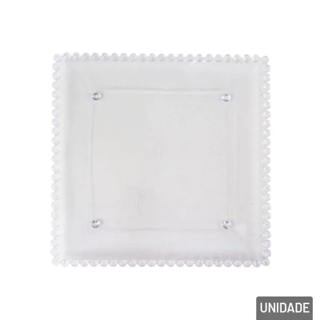 Prato Decorativo Plástico 21cm Quadrado Cristal