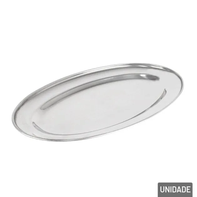 Bandeja de Inox 29x18cm Oval Prata