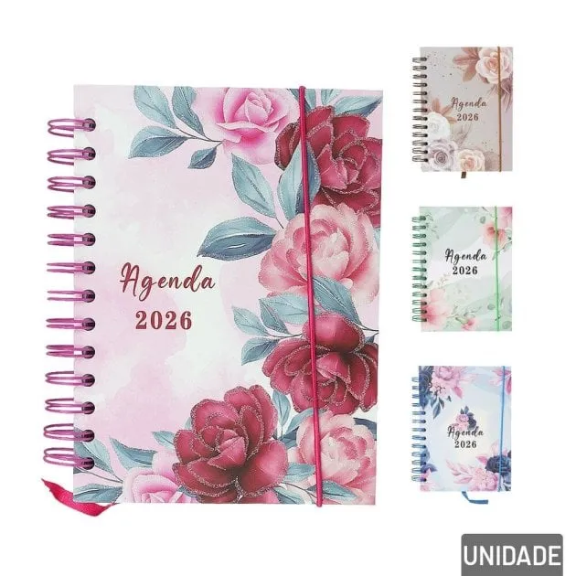 Agenda 2026 168 FL Espiral Florida com Glitter