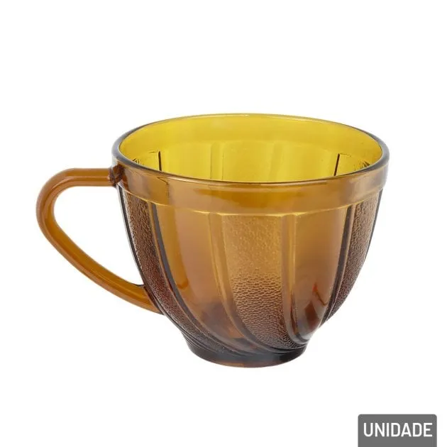 Xícara de Vidro 200ml Texturada âmbar