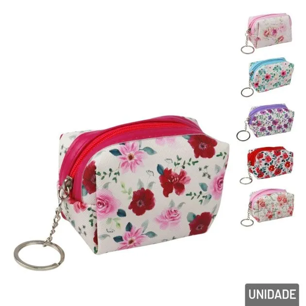 Porta Moedas PVC Bolsa Flores Sortidas
