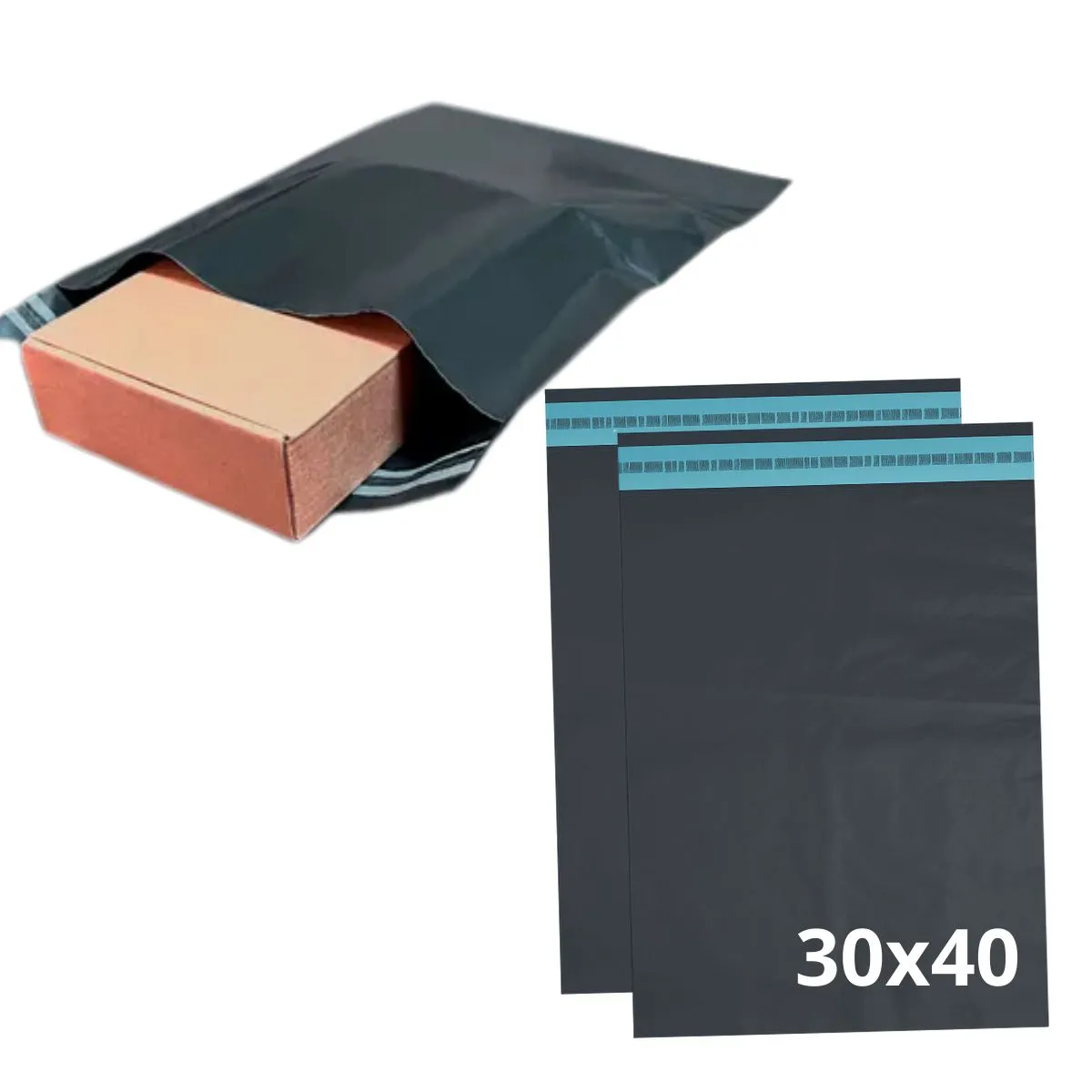 100 Envelope Preto Plástico Embalagem 30x40 Pacote Lacre