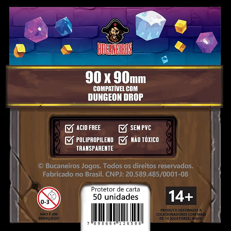 Sleeve Quadrado - 90x90mm - Dungeon Drop (Bucaneiros)