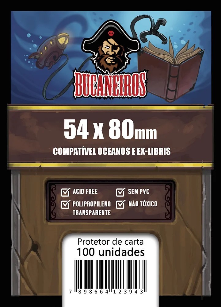 Sleeve Customizado - 54x80mm - Oceanos/Ex-Libris/7 Wonders Arquitetos (Bucaneiros)
