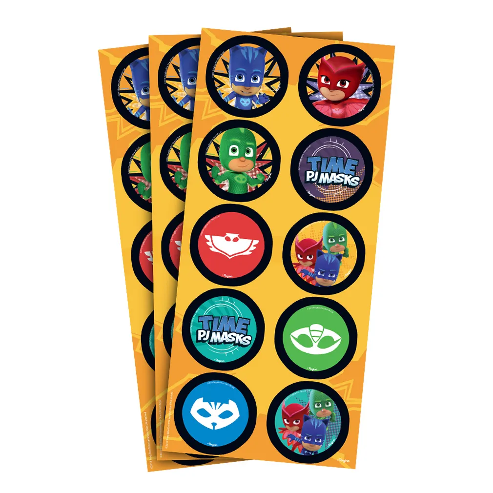 Adesivo Redondo para Lembrancinha PJ Masks - 30 Unidades