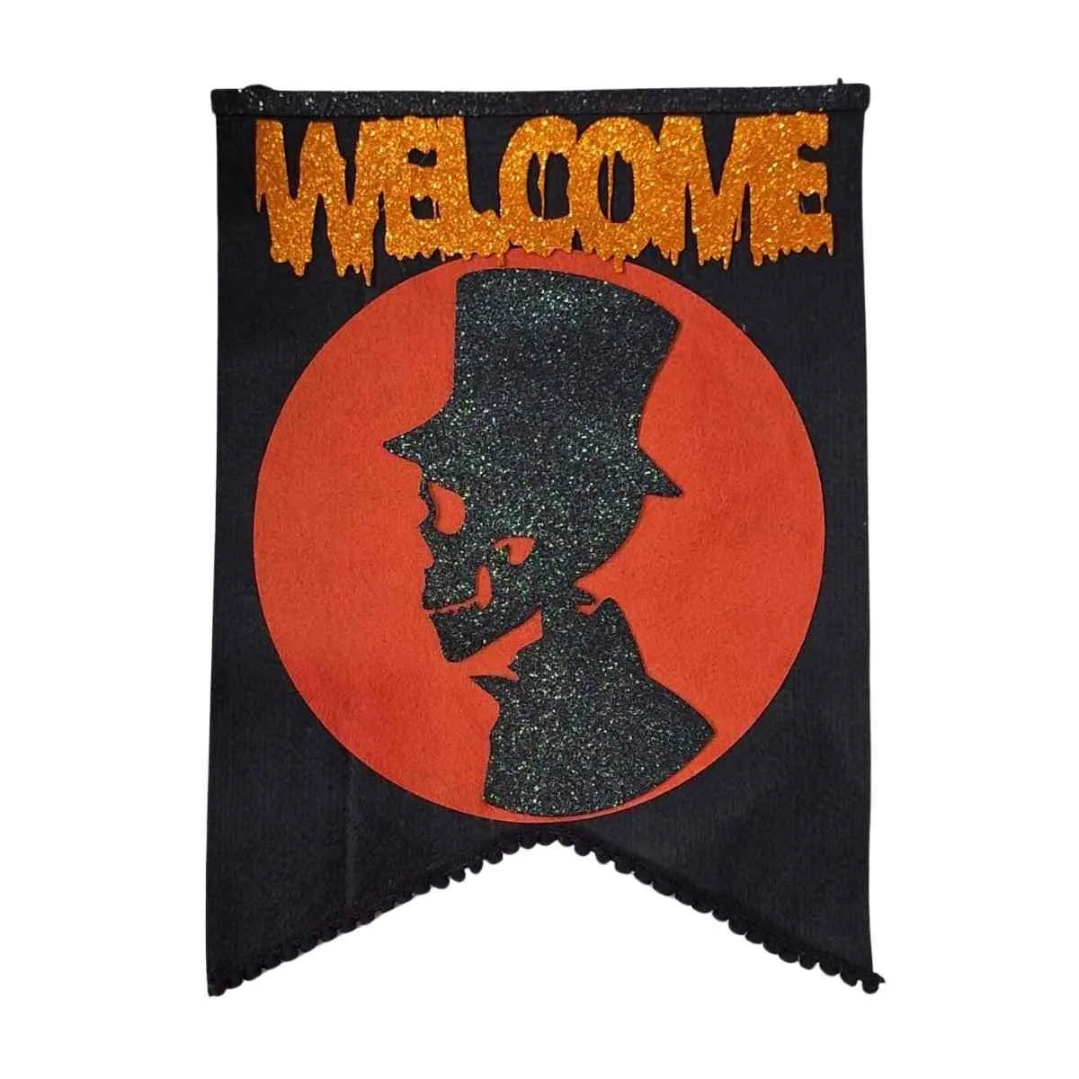 Bandeirola Halloween Caveira Cartola Welcome - 35cm