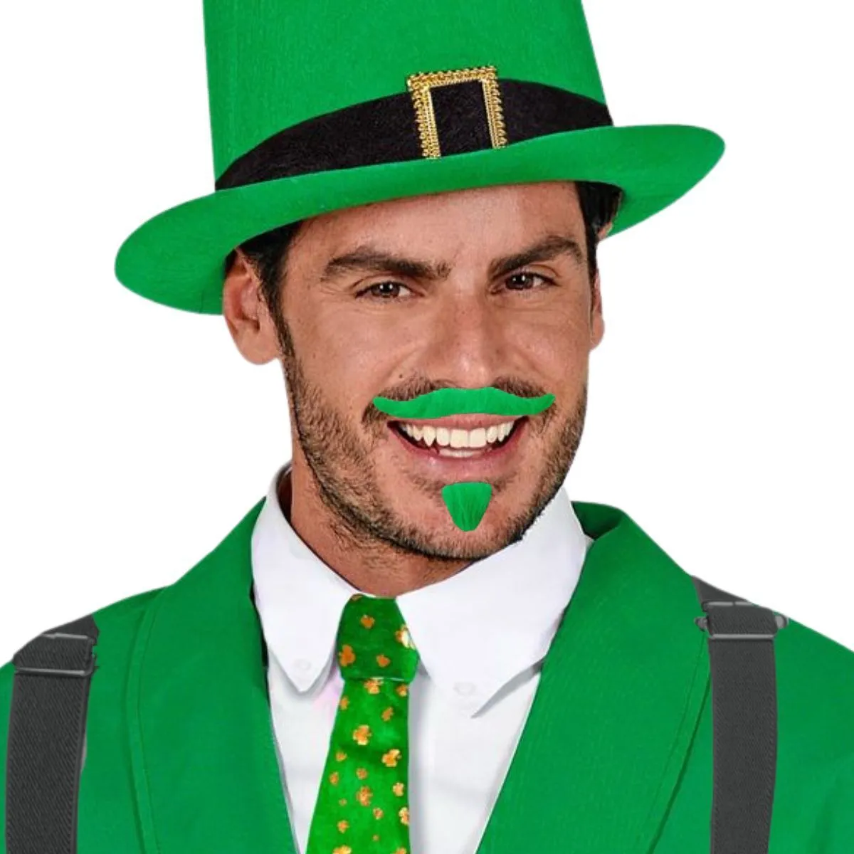 Barba Bigode Verde São Patrício Para Fantasias