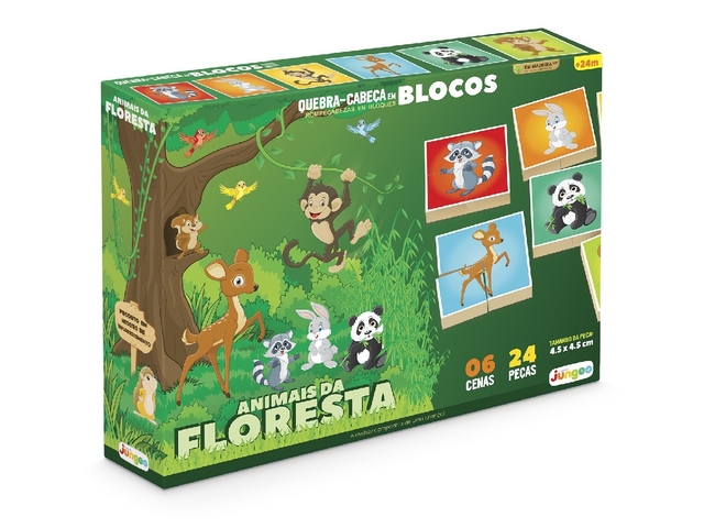 Quebra cabeça em blocos - Animais da Floresta - Junges