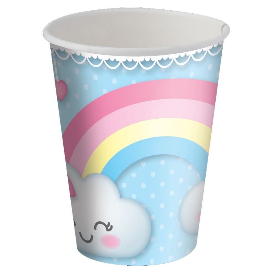 Copo de Papel Chuva de Amor - 200ml - 8 Unidades