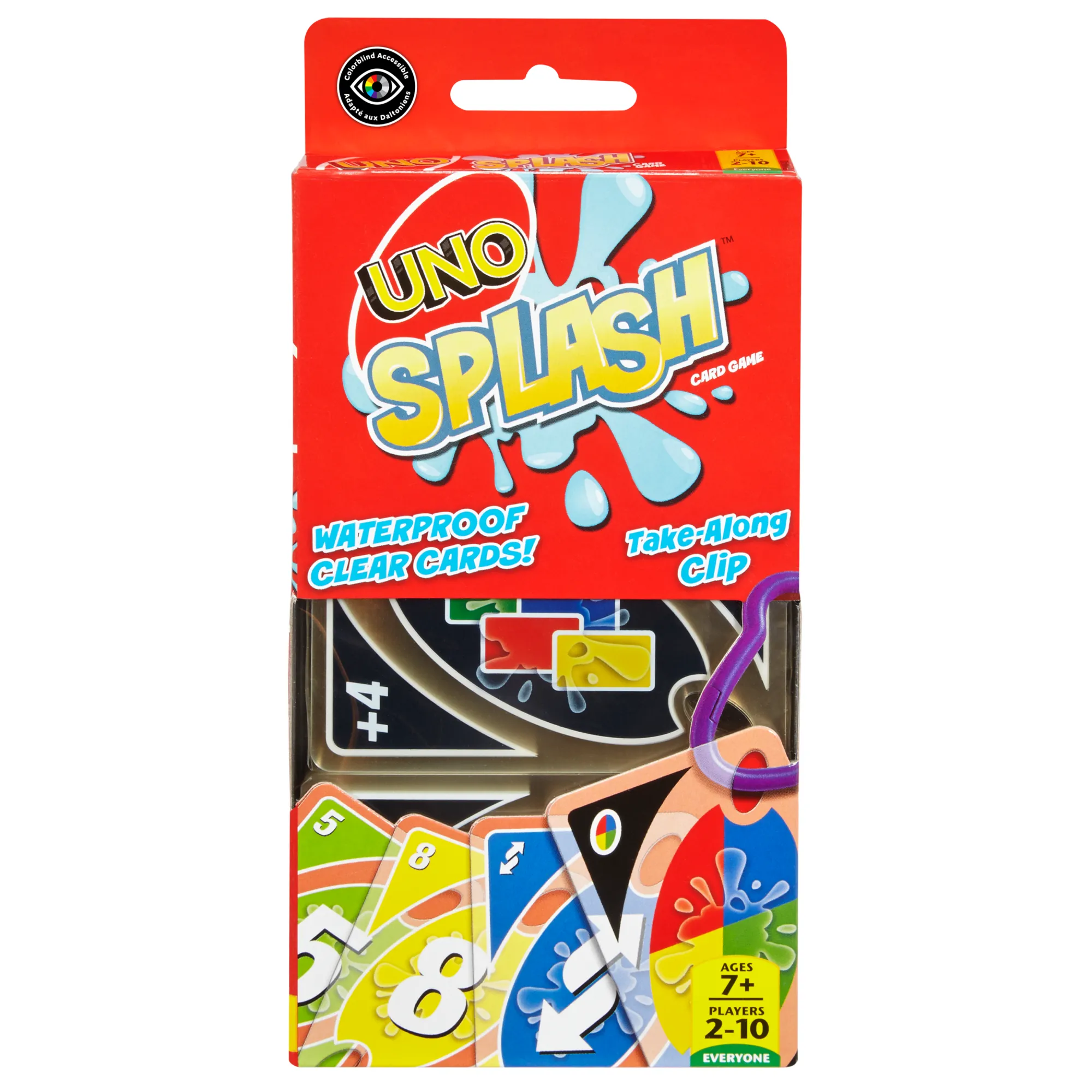 Jeu de Cartes Uno Splash™ Portatif Avec Cartes en Plastique Imperméables et Agrafe