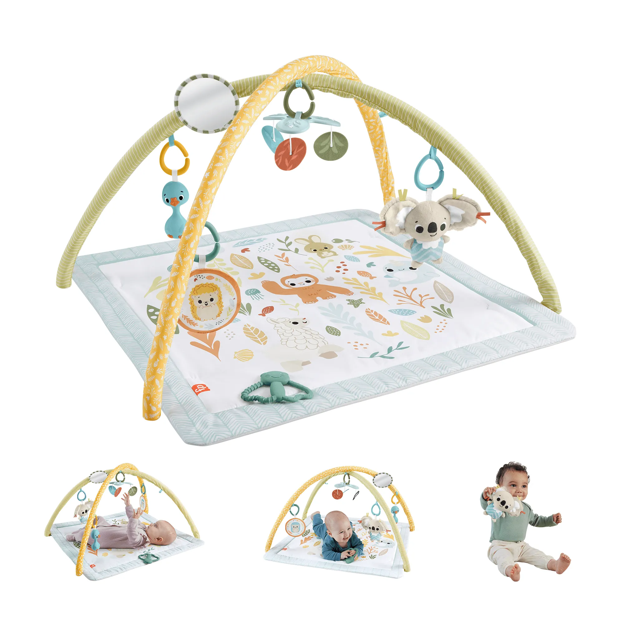 Fisher-Price Mon Tapis D’Éveil Sensimals, 6Jouets Sensoriels