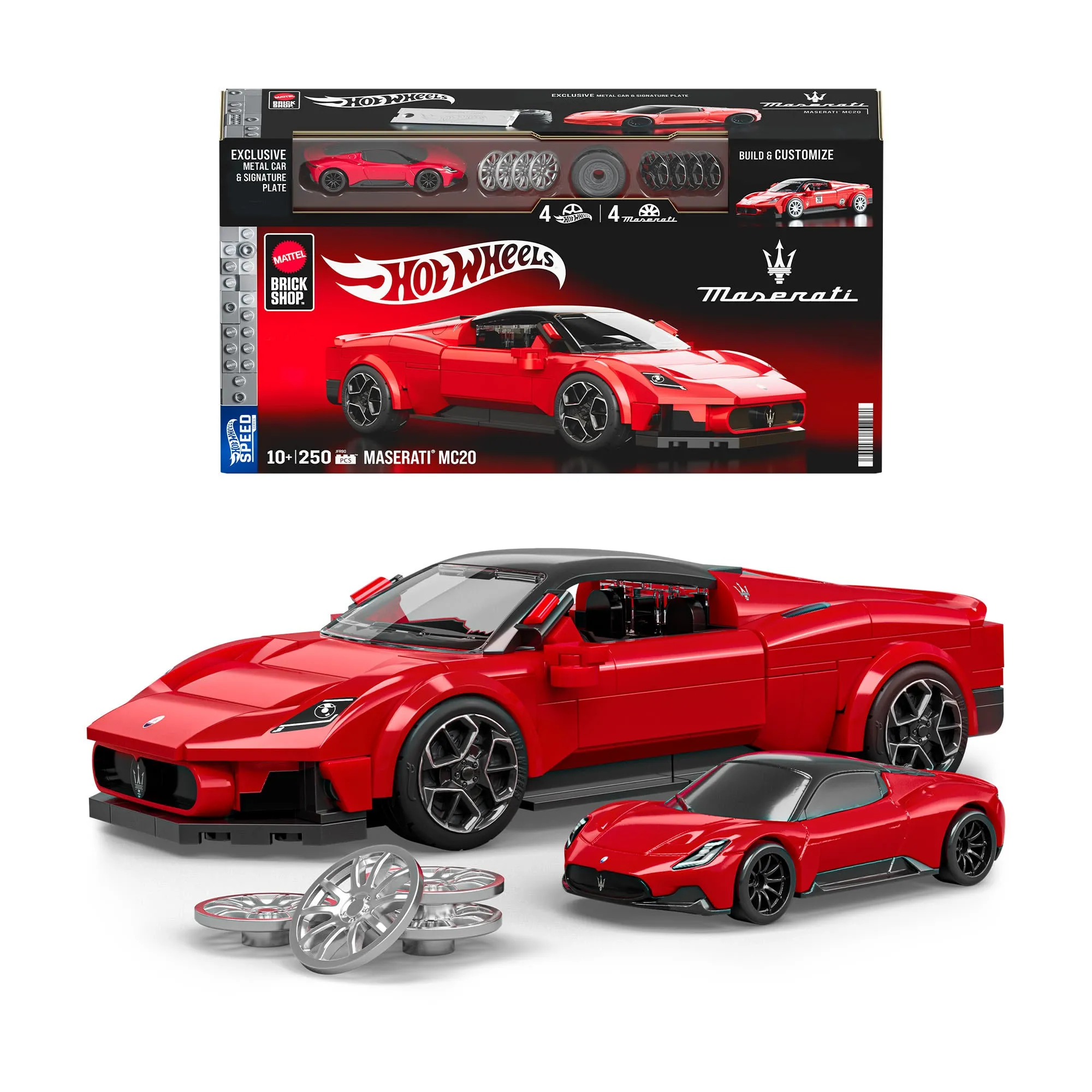 (SOLD OUT) Mattel Brick Shop Hot Wheels Maserati Mc20 Building Toy Kit (250 Pieces), For Collectors