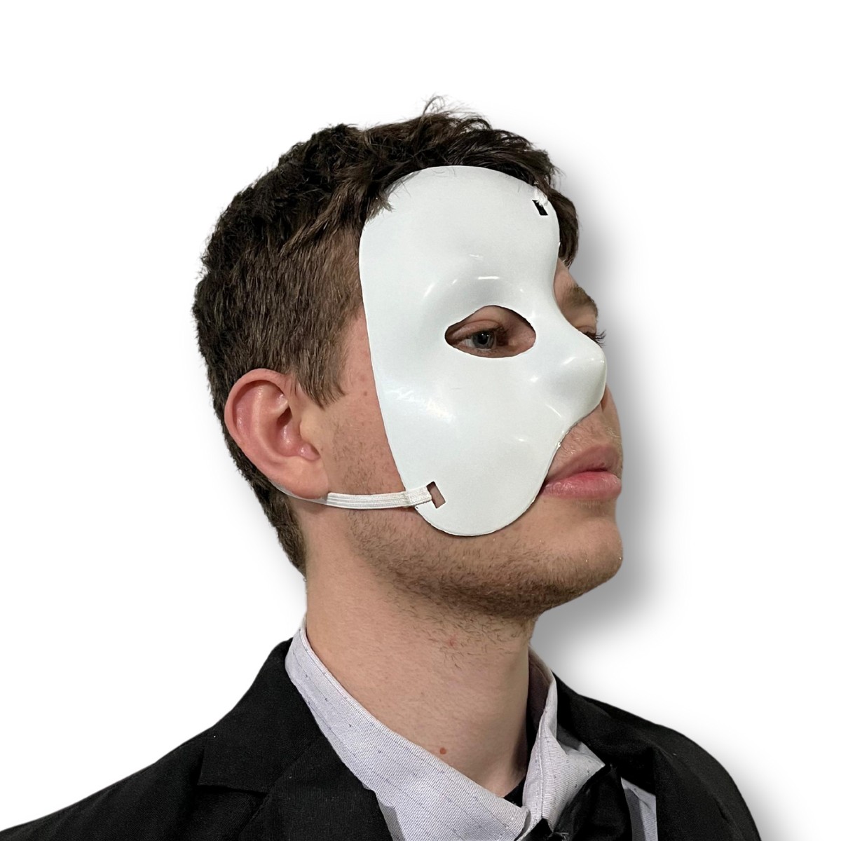 Máscara Meio Rosto Branca Fantasma da Ópera