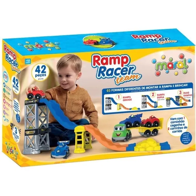 Pista Ramp Racer Team com 42 Peças e 2 Carrinhos - Maral