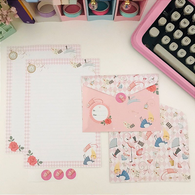 Kit Papel de Carta Alice no País das Maravilhas