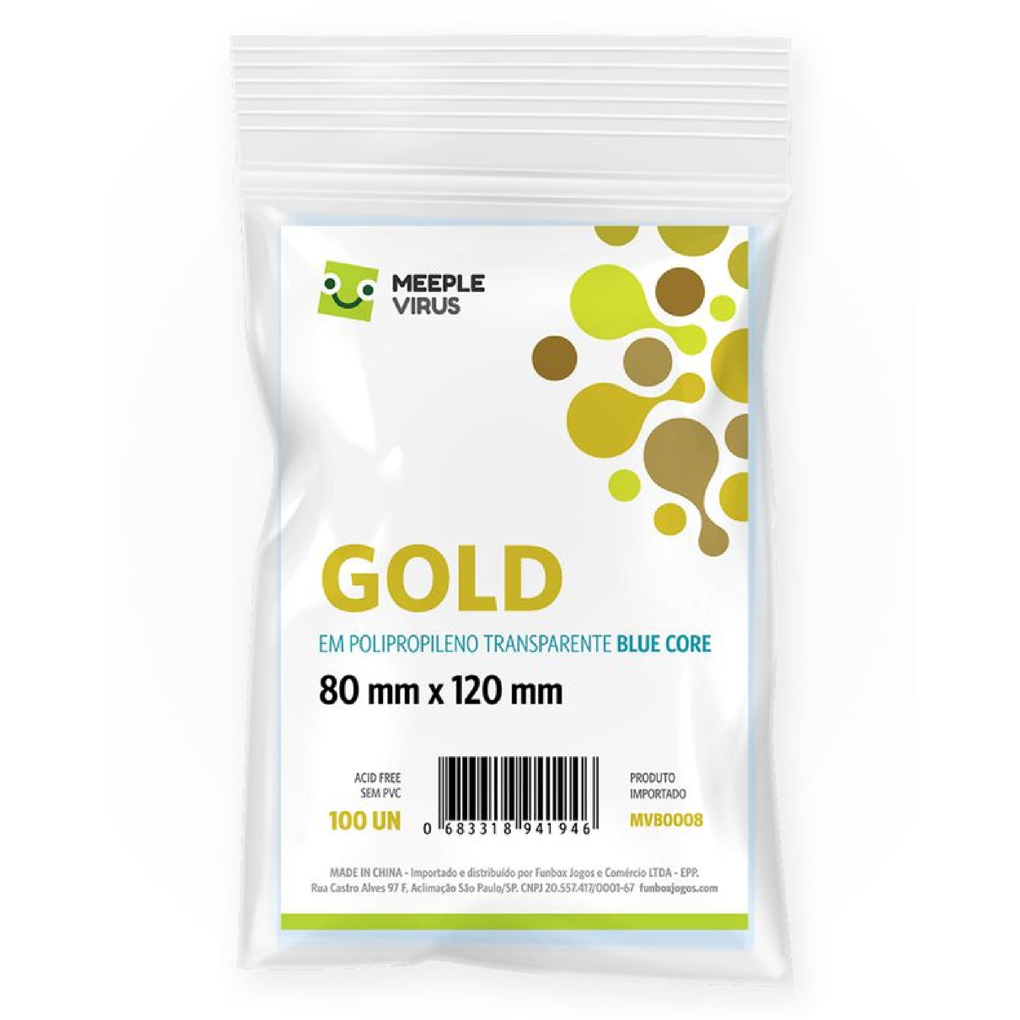 Sleeves Blue Core Gold (80 x 120mm) Meeple Virus