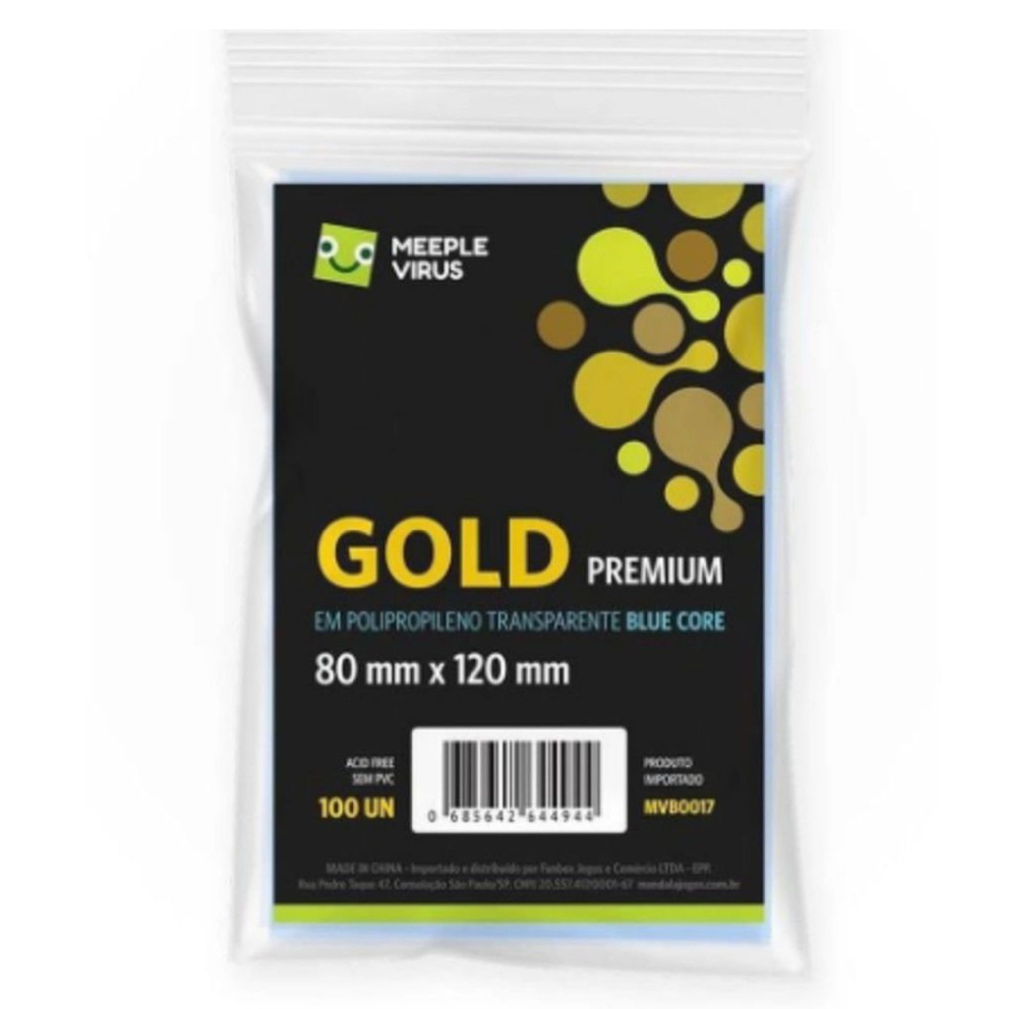 Sleeves Blue Core Gold Premium (80 x 120mm) Meeple Virus