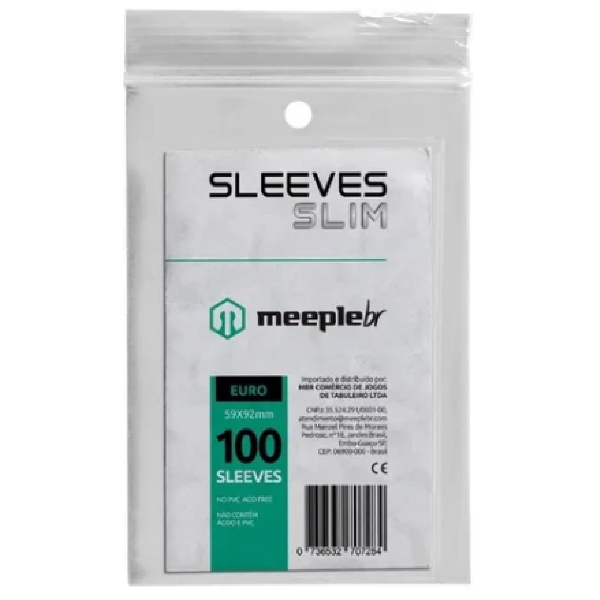 Sleeves Slim Euro (59 x 92mm) MeepleBR