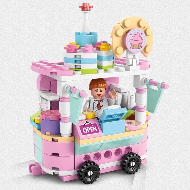 Bloco de Montar Street Food Carrinho de Cupcake 157 Peças - Bloxi