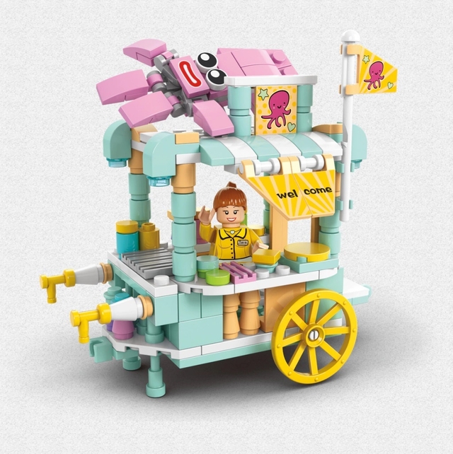 Bloco de Montar Street Food Carrinho de Frutos do mar 179 Peças - Bloxi