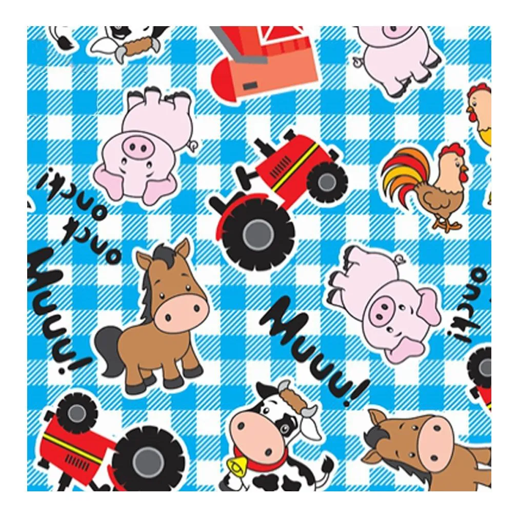 Tnt Estampado Fazendinha Quadriculado Azul - 5 Metros