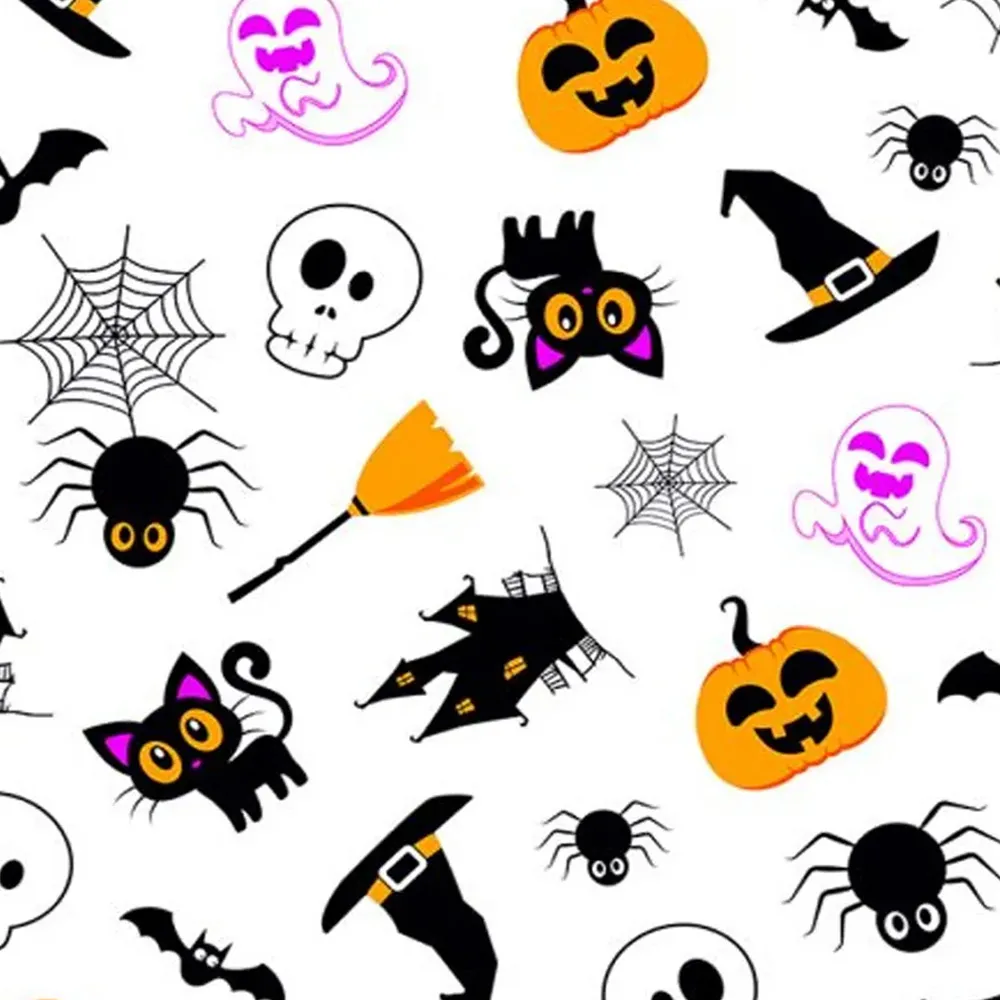 Tnt Estampado Halloween Branco - 5 Metros
