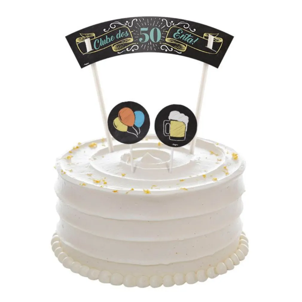 Topo de Bolo 50 anos - 7 Itens