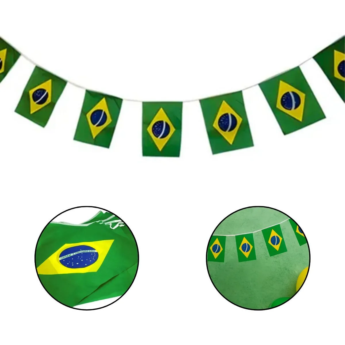 Varal de Bandeiras do Brasil - 4 Metros